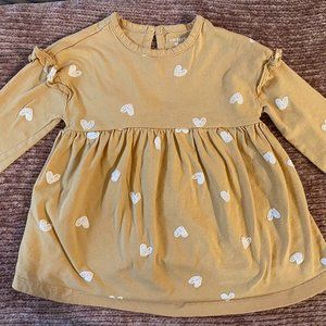 carter’s dark yellow/gold dress with white heart details 18M